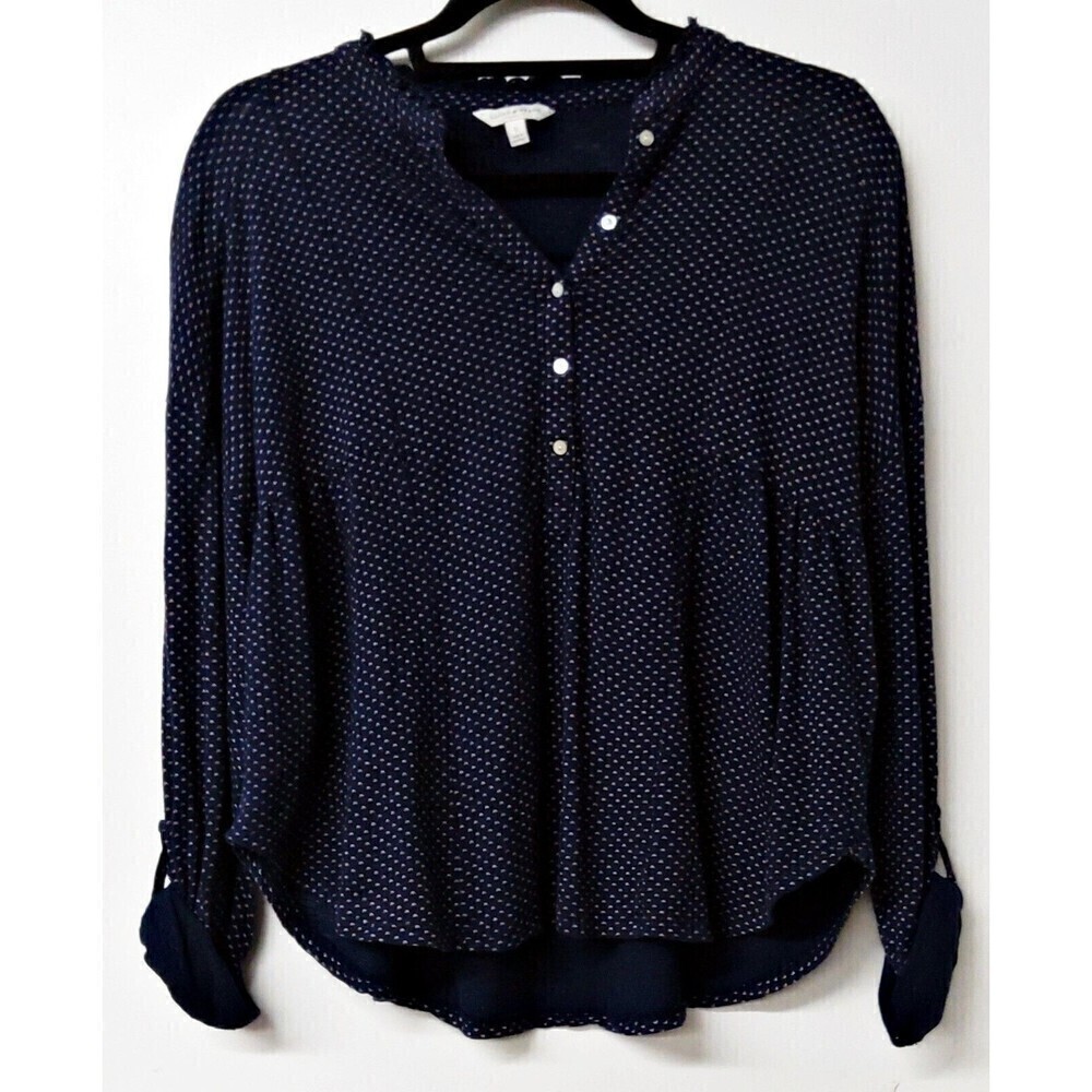 LUCKY BRAND Blue Polka Dot 100% Cotton Blouse (S)